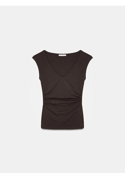 Dilvin 21222 V Yaka Basic Top-koyu Kahve