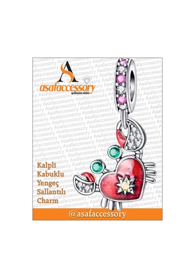 Kalpli Kabuklu Yengeç Charm Asafaccessory Kırmızı