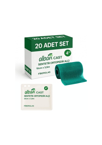 Alban 10cmx3,6mt 4 İnç Cast Sentetik Alçı Tekli Paketlerde 20'li Kutu Koli
