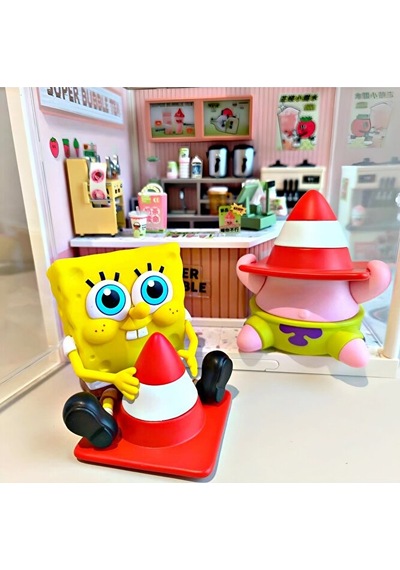 Sünger Bob Patrick Trafik Konisi Temalı Mini Figür Seti Koleksiyonluk Dekor