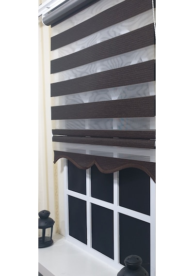 Zebra Stor Perde Kahverengi Etek Dilimli St 001