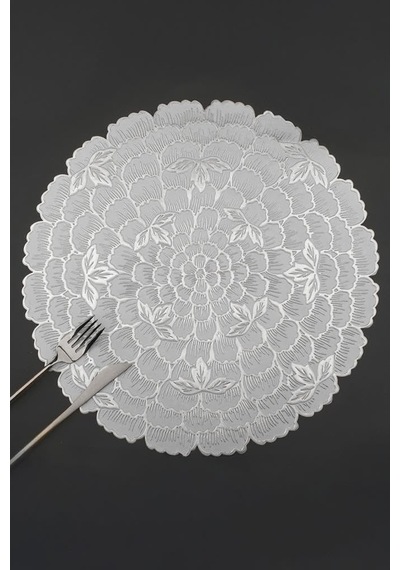 6 Lı Amerikan Servisi Supla Yuvarlak Gümüş 38 Cm Acr-623/20 Çok Renkli
