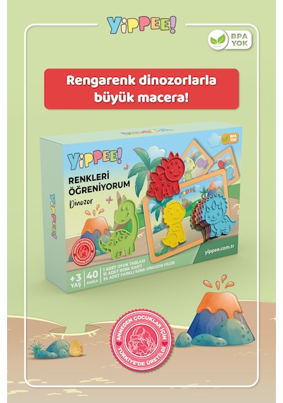 Renkleri Öğreniyorum Dinozor Renk Eşleştirme Oyunu 40 Parça