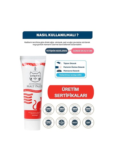 Vitkittykediler İçin Tüy Yumağı  Ve  Malt Macunu 100g Antıhaırball Malt Past