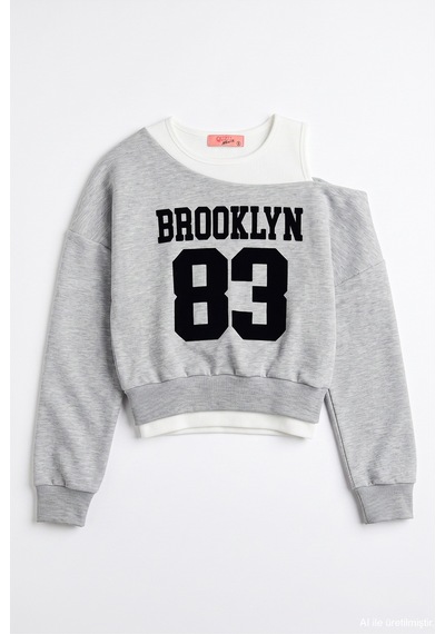 Quzu Atlet Detaylı Asimetrik Sweatshirt Grimelanj