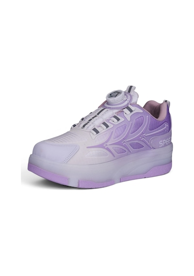Nstil Unisex Yetişkin Çocuk Spor Ayakkabı Akıllı Bağcıklı Çıkarılabilen Patenli Işıklı Sneaker 003 Mor