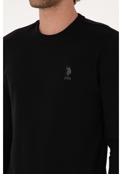 U.S. Polo Assn. Erkek Slim Fit Bisiklet Yaka Siyah Basic Sweatshirt 50307762-VR046