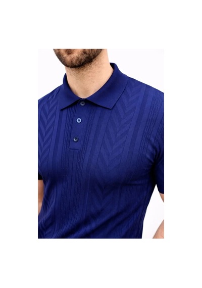 Erkek Yazlık Triko Tişört Kısa Kol Polo Yaka Düğmeli T-shirt - Lacivert