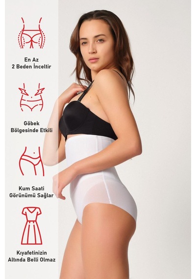 Beyaz Mı Emay 2945 Tül Karyokalı Slip Lazer Korse Beyaz