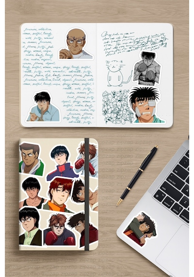 Hajime No Ippo Fighting Spirit Rising Anime Telefon Laptop Yapışkanlı Folyo Sticker Paketi 24 Adet Çok Renkli