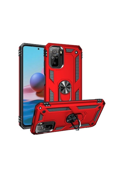 Redmi Note 10 Kılıf Tam Koruma Çift Katmanlı İbiza Sert Silikon Kapak Kirmizi