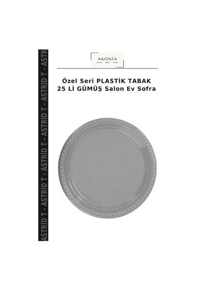 Özel Seri Plastik Tabak 25 Li Gümüş Salon Ev Sofra