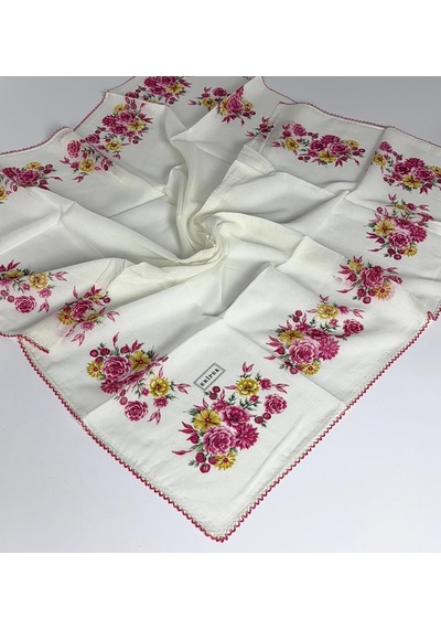 Eripek Oyalı Pamuk Yazma 6593 Krem-Pembe