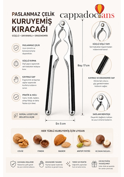 Ceviz Ve Fındık Kıracağı, Kuruyemiş Kıracağı, Kabuklu Yemiş, Ceviz Kıracağı, Fındık Kıracağı Vb. Metal, Dayanıklı, Ev Tipi Kullanım Diğer