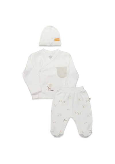 Bistyle Erkek Bebek Zıbın Takım 3 Lü - Bistyle - Yeşil-ecru - 0-3 Ay Lacivert
