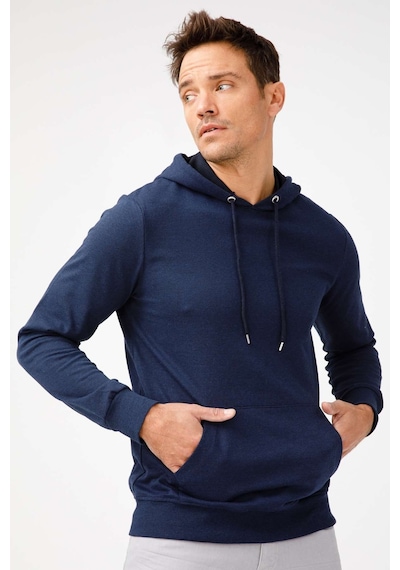 Igs İgs Erkek Lacivert Modernfıt / Ekstra Dar Kalıp Kapşonlu Fermuarsız Sweatshirt Lacivert