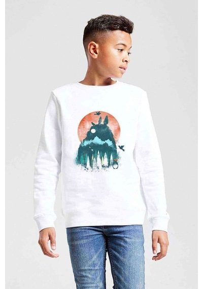 Tshirthane My Neighbor Komşum Totoro Baskılı Unisex Çocuk Beyaz Sweatshirt (534763372)