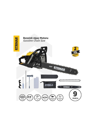 Rtrmax RTM960 Benzinli Ağaç Kesme Motoru 3 Hp 57 Cc 45 cm Pala
