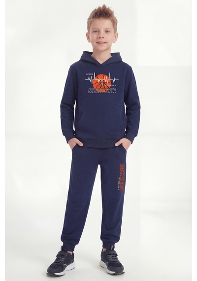 Fyk Kids Kanguru Cepli Kapüşonlu Basketbol Baskı Detaylı Erkek Çocuk Eşofman Takımı Lacivert Fyk Kids Kanguru Cepli Kapüşonlu Basketbol Baskı Detaylı Erkek Çocuk Eşofman Takımı Lacivert