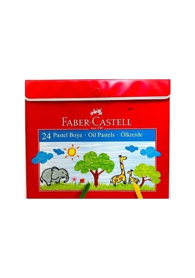 Faber Castell Okul Boyama Seti 24 Renk Kuru Boya Ve 24 Renk Plastik Çantalı Pastel Boya Çok Renkli