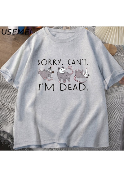 Flood Of Style Opossum Sevgilisi İçin Possum T Shirt Komik Grafik T-shirt Anksiyete Saldırı T Shirt Pamuk Kı Gri