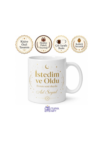 Evrensel Çekim Yasası İstedim Ve Oldu Başarı Şans Kupası Hediye Bardak Beyaz / Çok Renkli