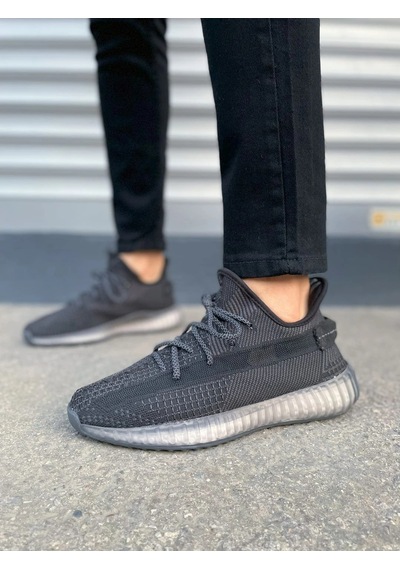 Mevese Morven Erkek , Kadın Triko Sneaker Ayakkabı Günlük Bağcıklı Hafif Spor Modeli - Siyah