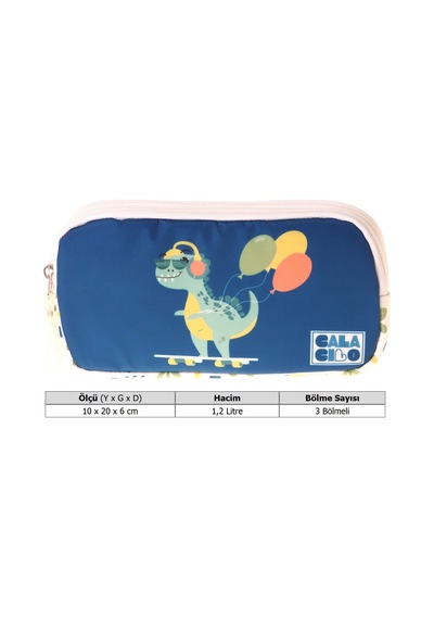 Calacilo Erkek Çocuk İlkokul Kalem Çantası - Dinazor Baskılı Petrol Mavi Renk Dinosaur - C4046