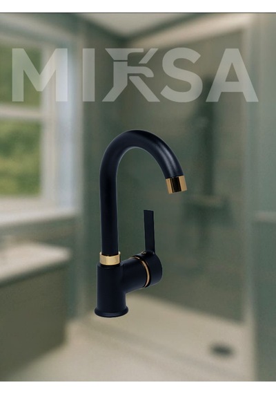 Lüx Siyah-gold Armut Baston Borulu Banyo Lavabo Bataryası, Musluğu, Çeşmesi Çift Su Girişli