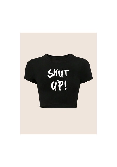 Nevermınd Kadın Crop Baby Tee Shut Up Baskılı Dar Kesim %100 Pamuk Y2k Streetwear Tişört Siyah Siyah Nevermınd Kadın Crop Baby Tee Shut Up Baskılı Dar Kesim %100 Pamuk Y2k Streetwear Tişört Siyah Siyah