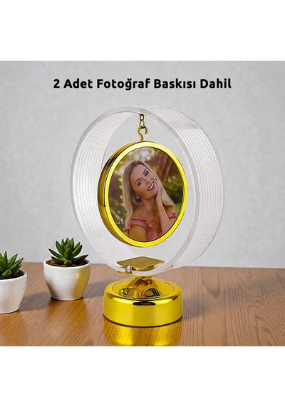 Resimli Anı Çemberi Fotoğraflı Ledli Abajur Kişiye Özel Fotoğraf Baskısı Anlamlı Hediye Gold