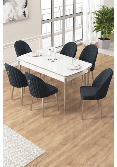 Canisa Edaf Serisi 80x132 Açılabilir Beyaz Mutfak Masa Takımı 6 Antrasit Sandalye Krom Detay Masa Beyaz Sandalye Siyah Krom Ayak Canisa Edaf Serisi 80x132 Açılabilir Beyaz Mutfak Masa Takımı 6 Antrasit Sandalye Krom Detay Masa Beyaz Sandalye Siyah Krom Ayak