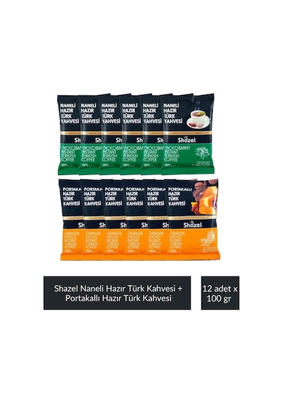 Naneli Hazır Türk Kahvesi 100 Gr X 6 Adet + Portakallı Hazır Türk Kahvesi 100 Gr X 6 A