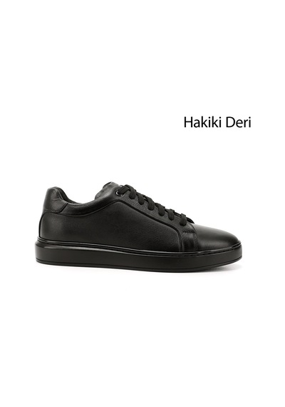 Gönderi(R) Gönderi R Erkek Siyah Bağcıklı Kauçuk Taban Hakiki Deri Sneaker Ddma83531641 Siyah