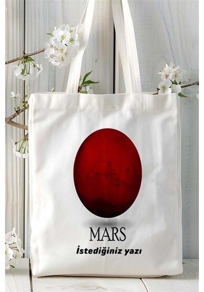 Art Hediye Mars Baskılı Bez Çanta Kişiye Özel Model 2 Çok Renkli