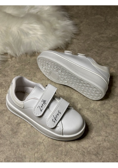 Günlük Unisex Çocuk Sneaker Cırtlı Dikiş Detaylı Kalın Tabanlı Rahat Hafif Spor Ayakkabı 525pf Beyaz - Beyaz