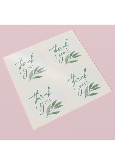 90 Adet Thank You Teşekkür Ederiz Sticker 3x3 Cm - Yeşil Yaprak Botanik Desenli Paketleme Kutu Zarf Etiketi - 3x3 Cm - St2002 Çok Renkli