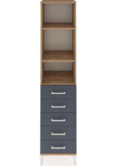 Hyperion Dolap 3 Raflı 5 Çekmeceli 44x44x195 Çam-antrasit Çam