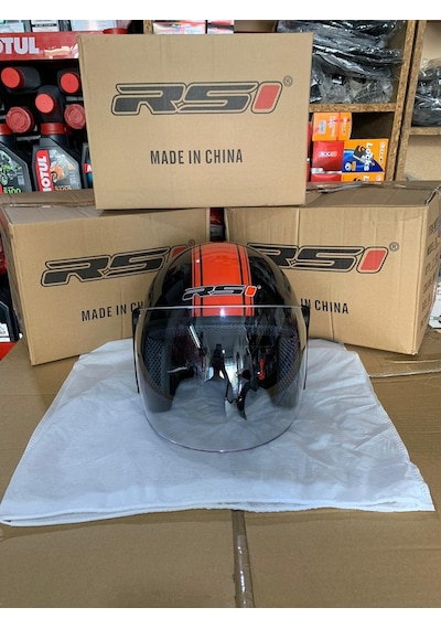 Rs1 Kask Motosiklet Yarim Çenesiz Kask Motosiklet-Parlak Siyah 439932233