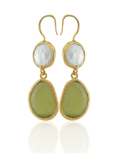 Kadir Jewellery 22 Ayar Altın Kaplama Kadın İnci Küpe -el İşçiliği Ve Hipoalerjenik Küpe Altın - Zeytin Yeşili 77269057