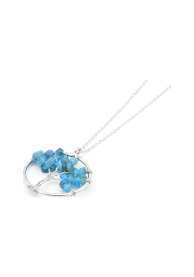 Murty99 Hakiki Doğal Apatit Taşı Hayat Ağacı Kolye Ucu Mavi
