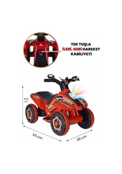 Uzaktan Kumandalı Akülü Atv Safari 6 Volt 35 Kg Taşıma Kapasitesi Kırmızı