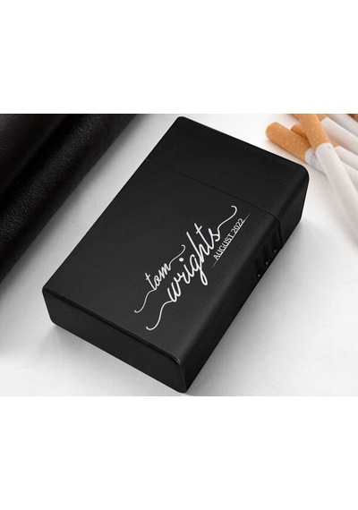 Bk Gift Kişiye Özel İsimli Tarihli Siyah Metal Sigara Tabakası 10