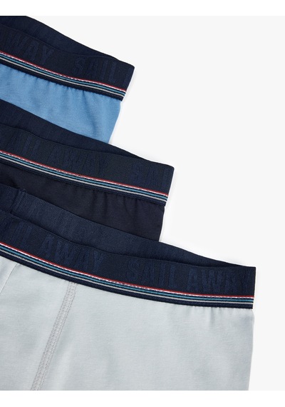 Koton Çok Renkli Pamuklu 3'lü Boxer Seti Lacivert 6slm90040mk