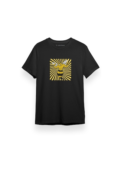 Yellow Jackets Mascot Symbol Siyah Kısa Kol Erkek Tshirt 001