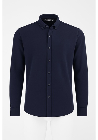 Classics Men Gewer Uzun Kol Slim Fit İçi Polarlı Erkek Gömlek - 7440 Lacivert