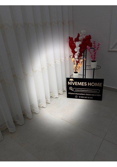 Nivemeshome Perlina Gold Detay 1/2,5 Pileli Tül Perde Apm Gold