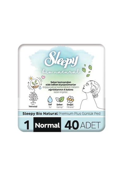 Sleepy Bio Natural Premium Plus Günlük Ped Normal 40 Adet Ped