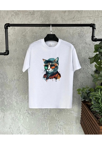 Wear Vexel Unisex Çocuk Baskılı T-shirt - Beyaz Çok Renkli