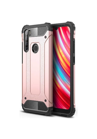 Noktaks - Redmi Note 8t Uyumlu - Kılıf Çift Katman Zırh Tank Crash Military Kapak - Rose Gold Rose Gold